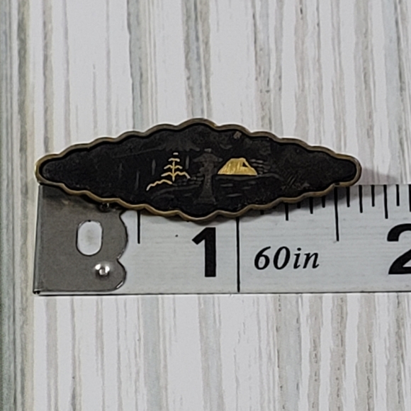 Vintage Damascene Brooch Bar Pin. - Picture 6 of 6